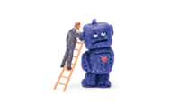 KI Roboter mit Leiter