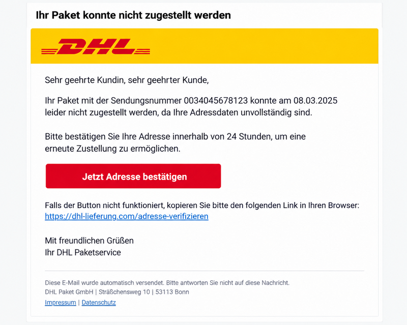 Beispiele von Phishing Mails